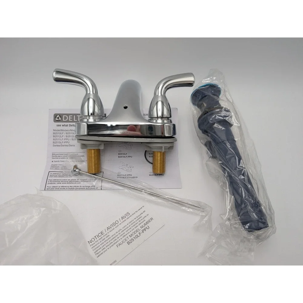 Delta Foundations 4 in. Centerset Bathroom Faucet in Chrome, B2510LF-PPU‎